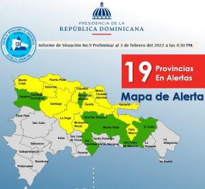 mapa con alerta amarilla
