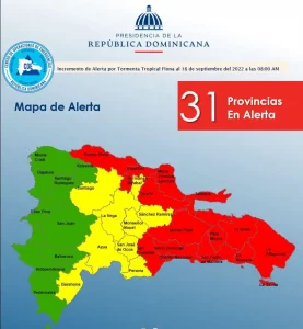 COE aumenta a 13 las provincias en alerta roja