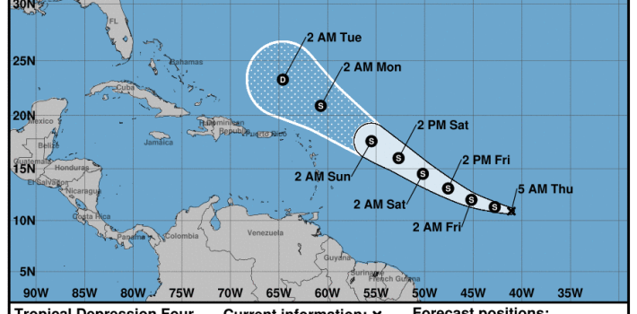 depresion tropical cuatro